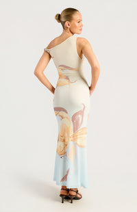 Anette Floral Off-Shoulder Maxi Dress - Butter Blue
