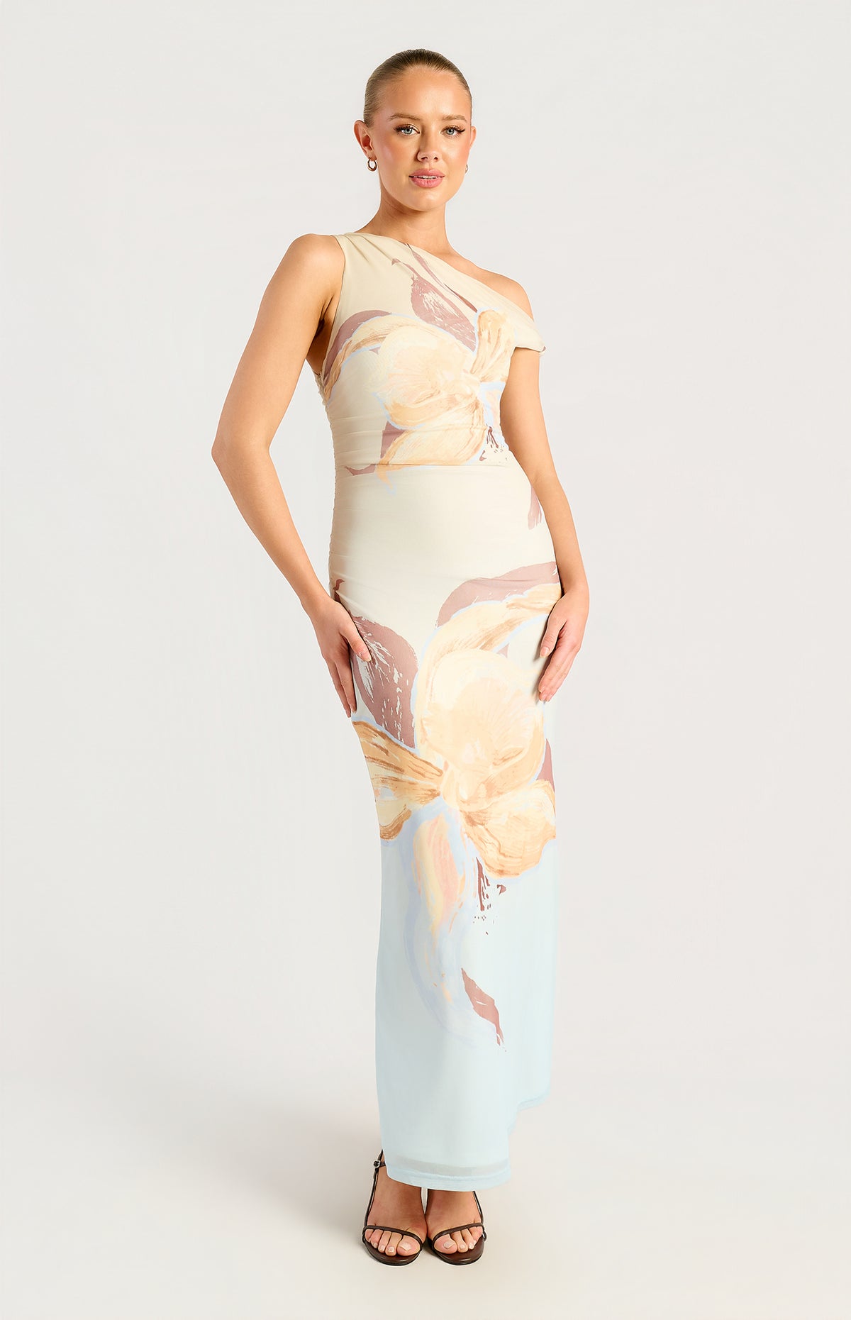 Anette Floral Off-Shoulder Maxi Dress - Butter Blue
