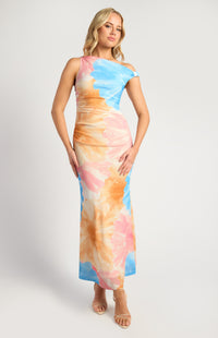 Anette Floral Off-Shoulder Maxi Dress - Blue Gold