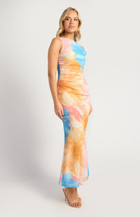 Anette Floral Off-Shoulder Maxi Dress - Blue Gold