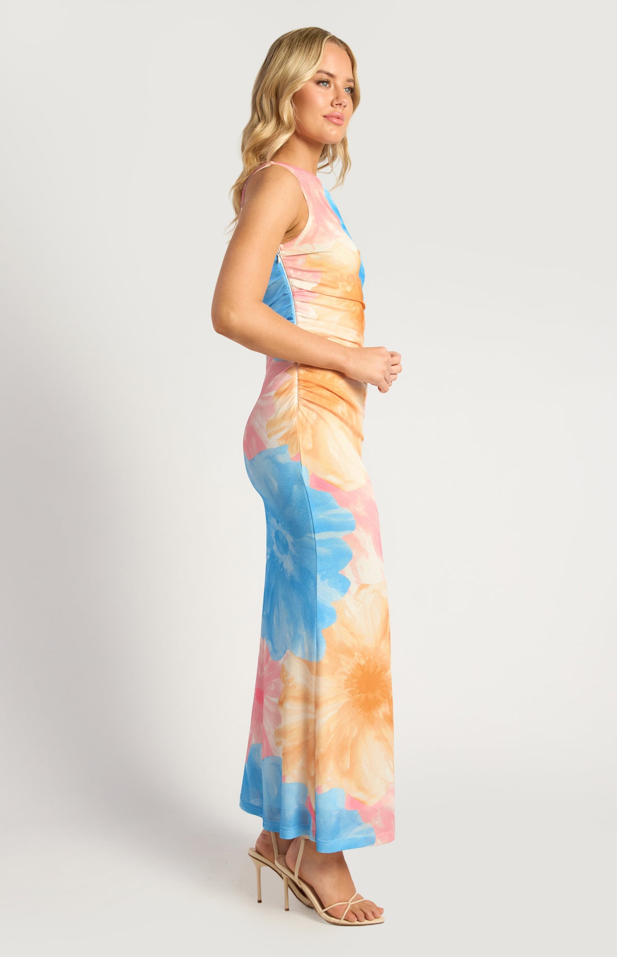 Anette Floral Off-Shoulder Maxi Dress - Blue Gold