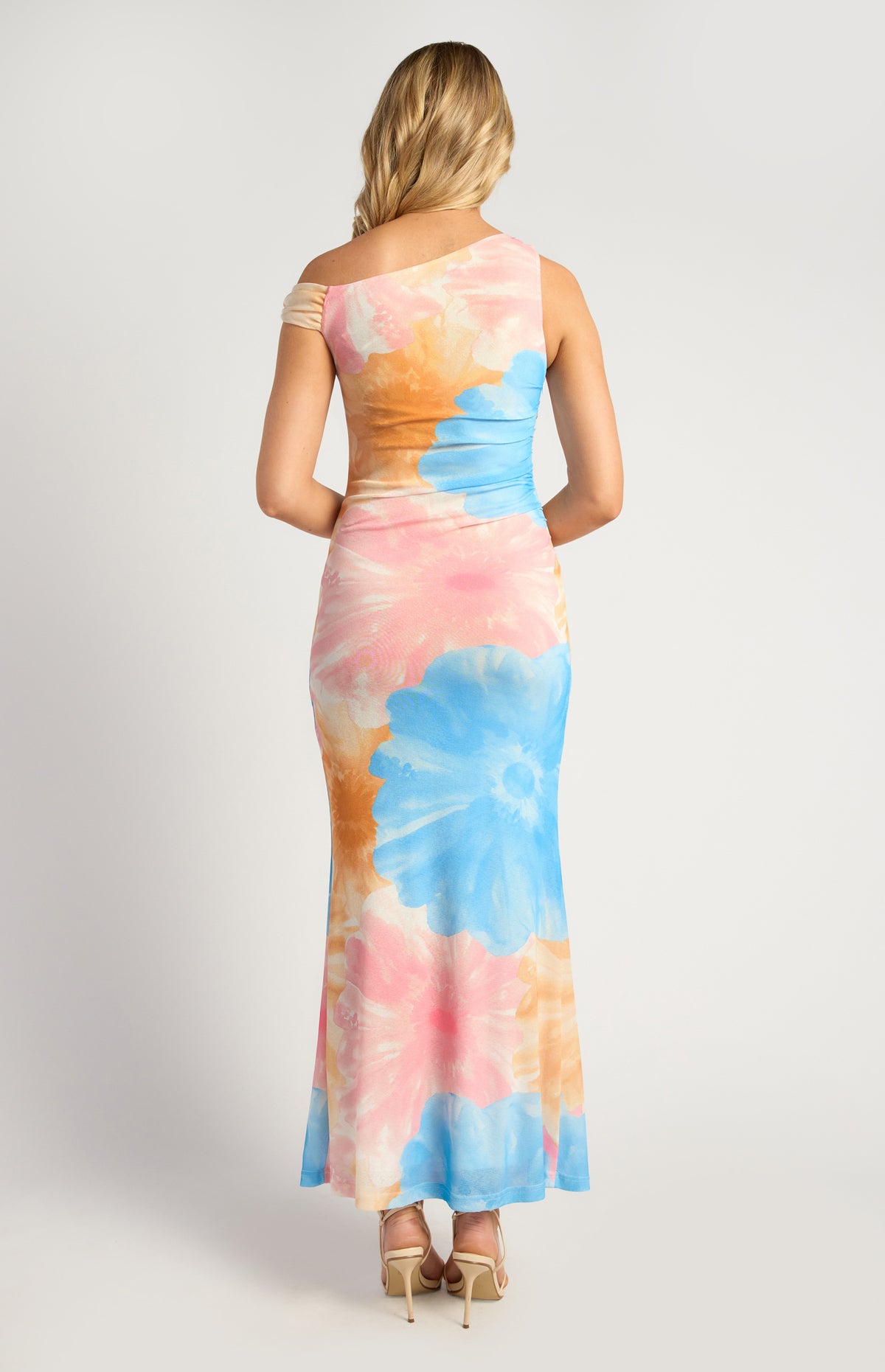 Anette Floral Off-Shoulder Maxi Dress - Blue Gold
