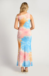 Anette Floral Off-Shoulder Maxi Dress - Blue Gold