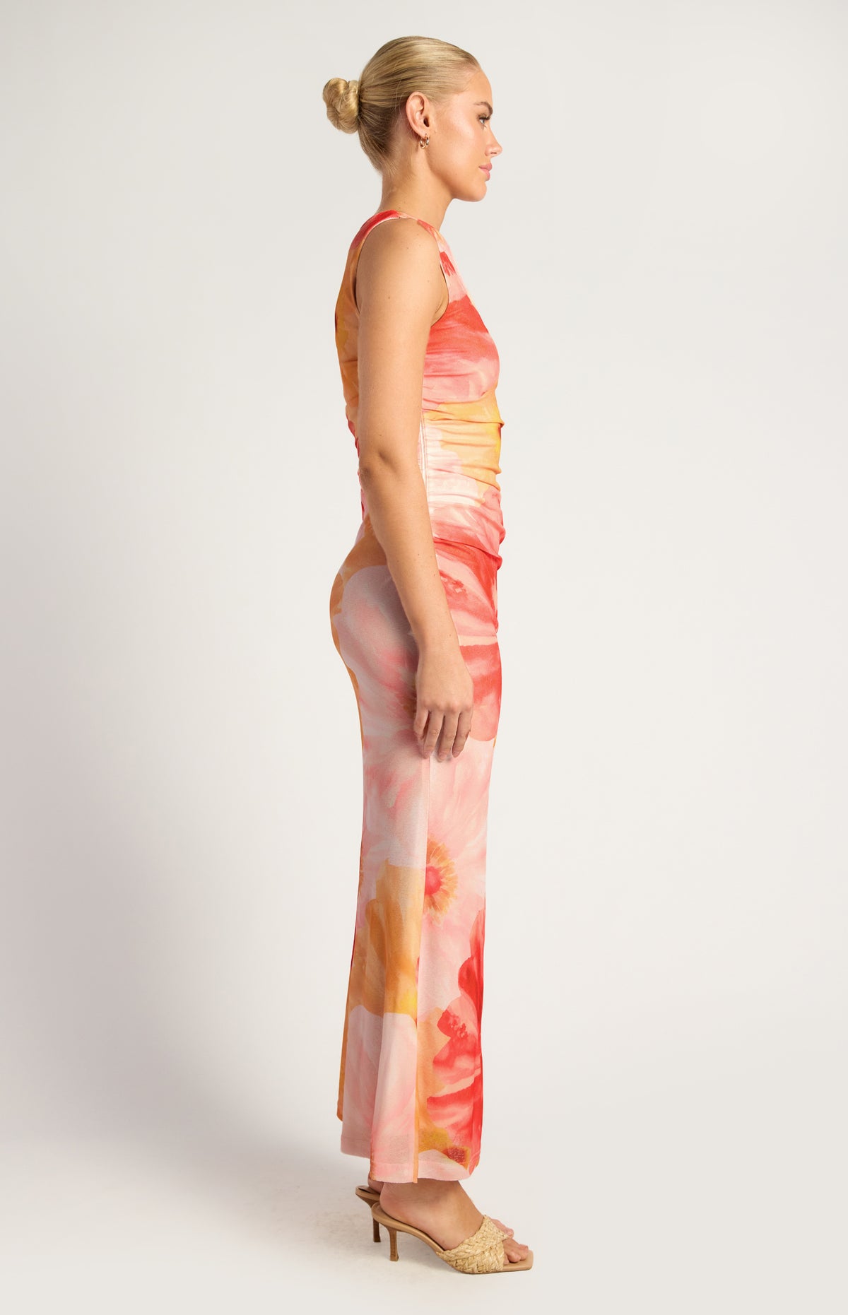 Anette Floral Off-Shoulder Maxi Dress - Coral Yellow