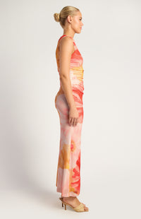 Anette Floral Off-Shoulder Maxi Dress - Coral Yellow