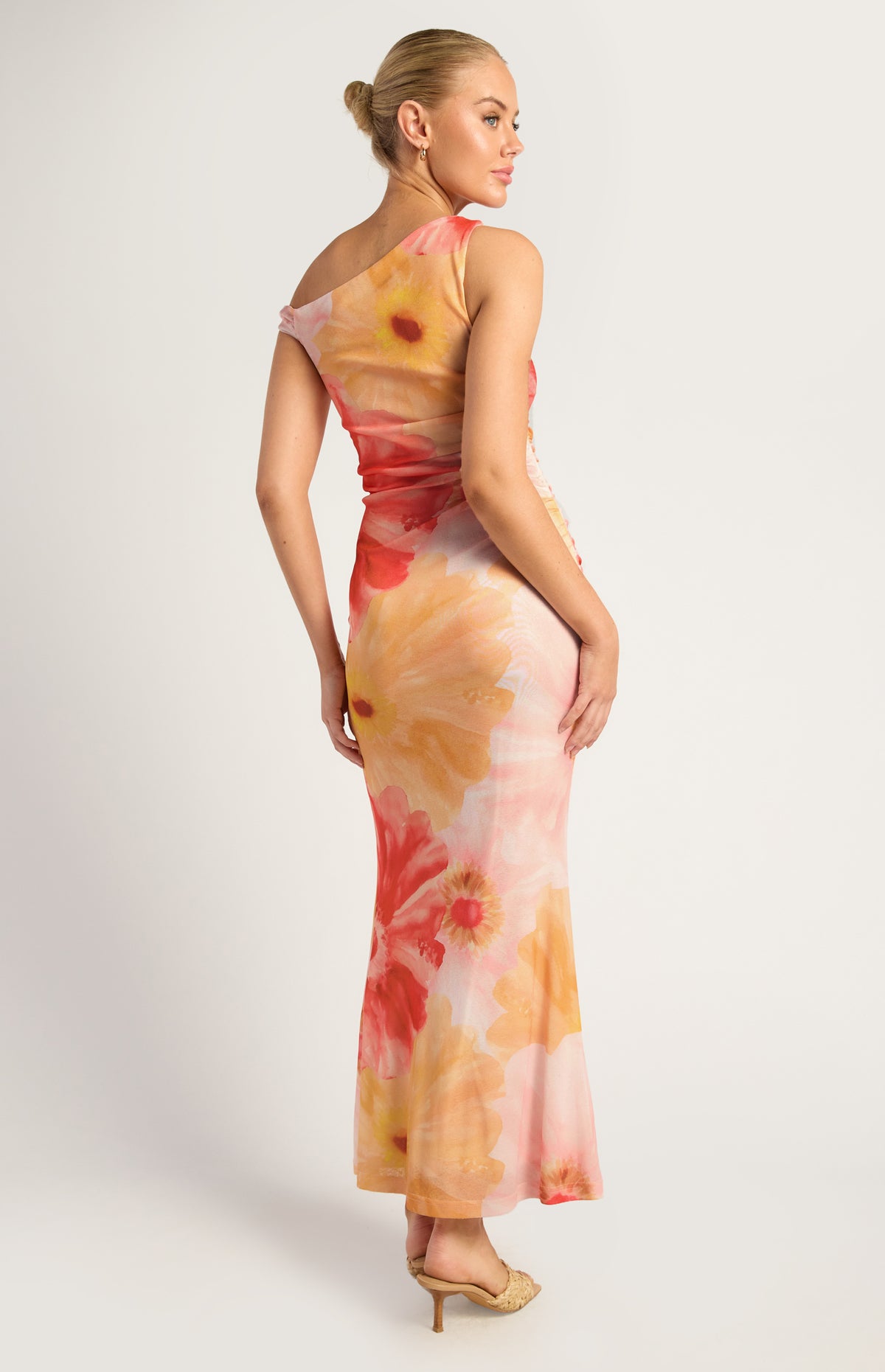 Anette Floral Off-Shoulder Maxi Dress - Coral Yellow