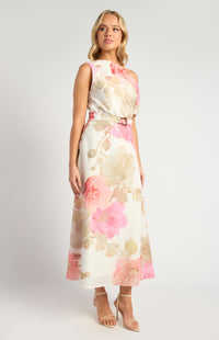 Jamison Floral Midi Dress - Pink