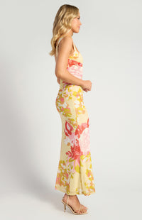 Devlin Floral Mesh Maxi Dress - Red Lemon