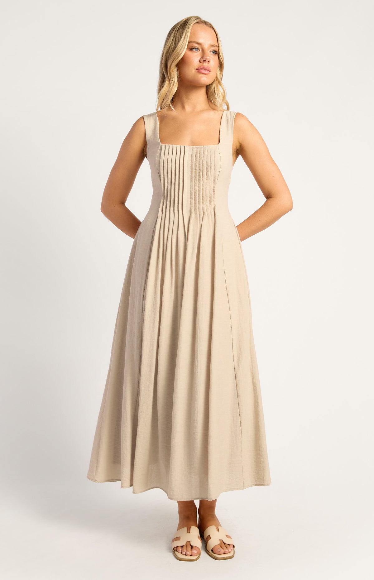 Joaquin Midi Dress - Beige