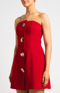 Mireya Cinch Waist Dress - Red