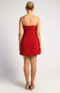 Mireya Cinch Waist Dress - Red