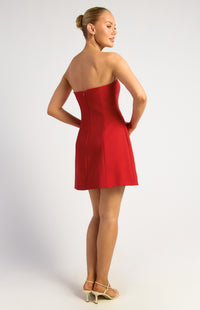 Mireya Cinch Waist Dress - Red