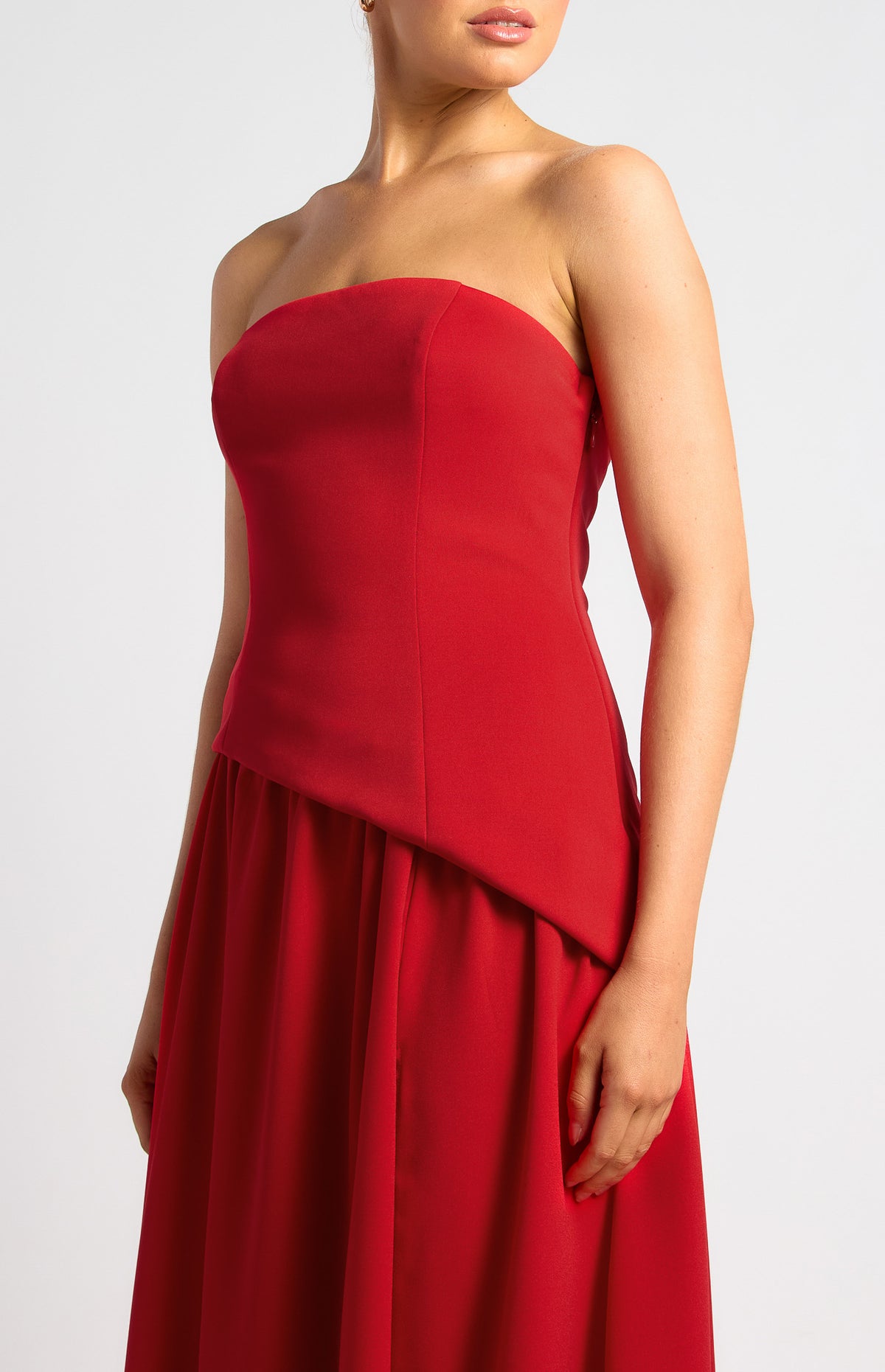 Kennie Strapless Maxi Dress - Red