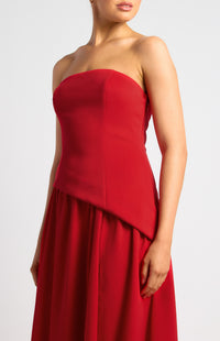 Kennie Strapless Maxi Dress - Red