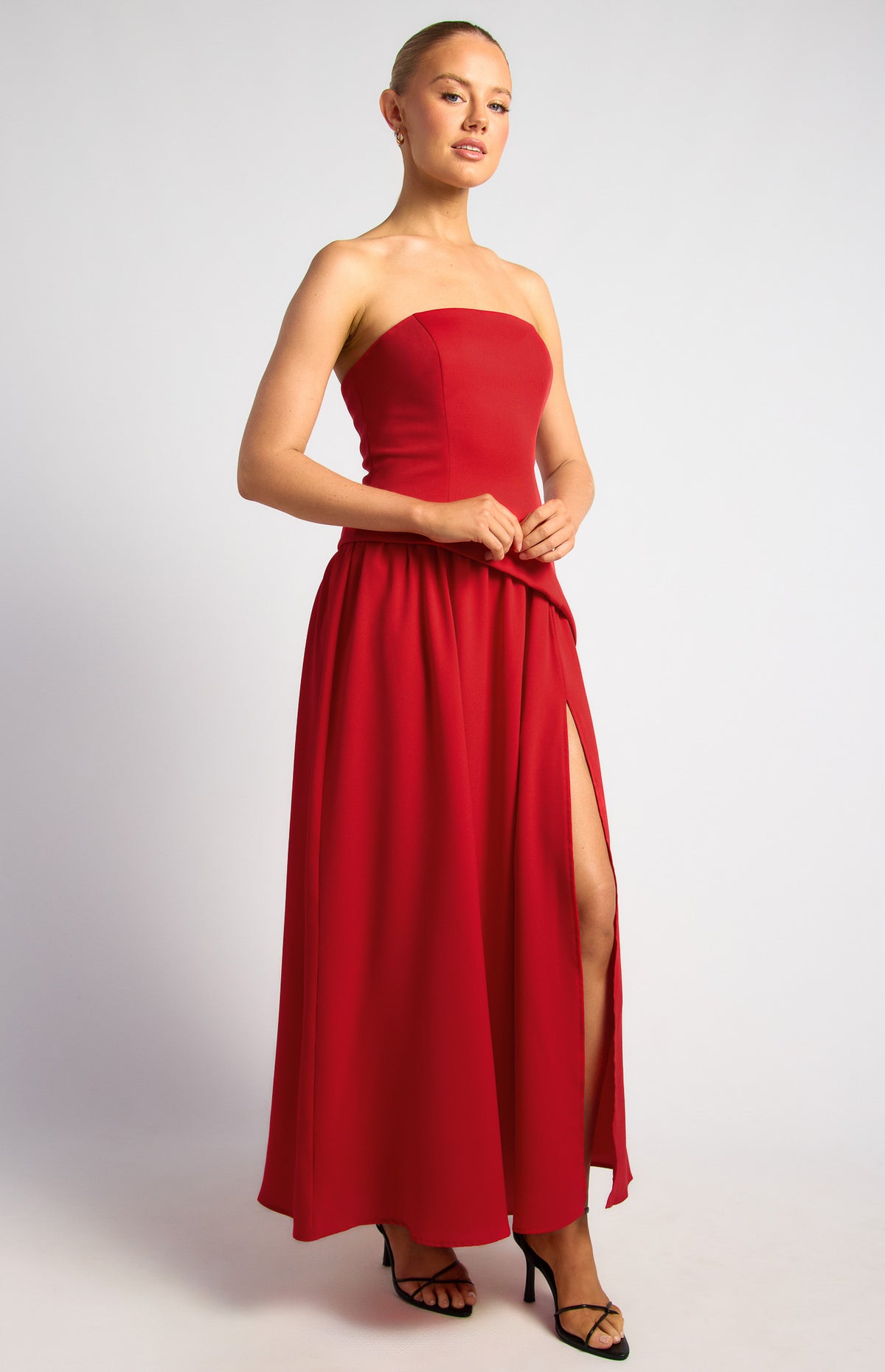 Kennie Strapless Maxi Dress - Red