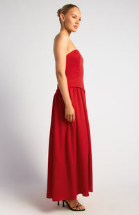 Kennie Strapless Maxi Dress - Red