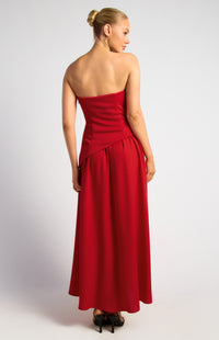 Kennie Strapless Maxi Dress - Red