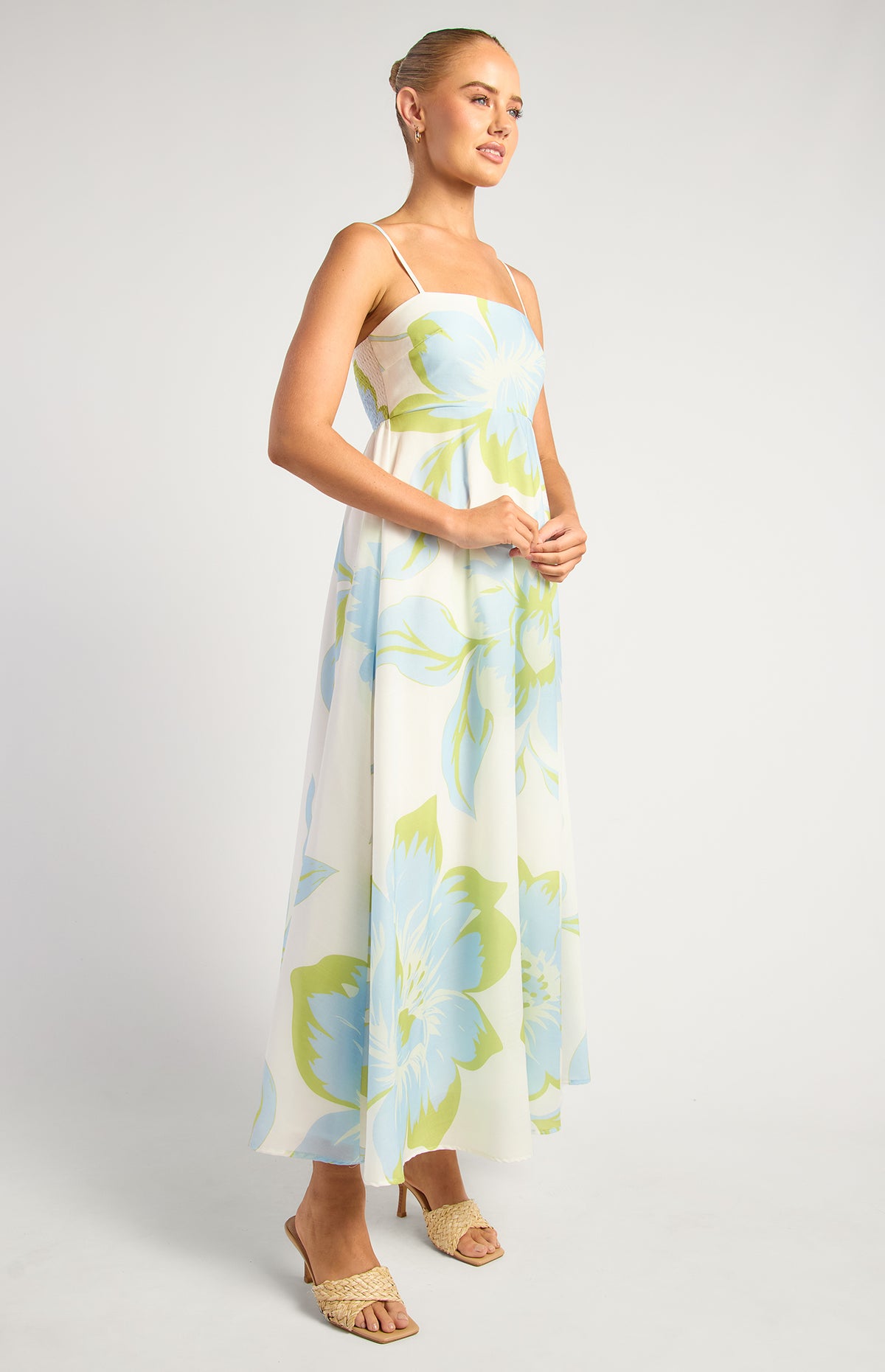 Saja Floral Maxi Dress - Blue/Green