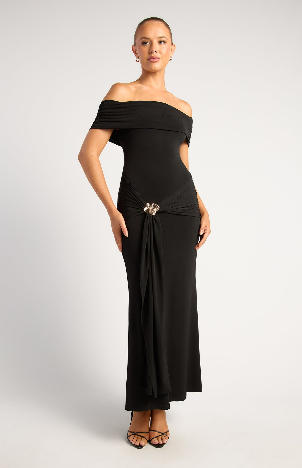 Rosalina Off Shoulder Maxi Dress - Black