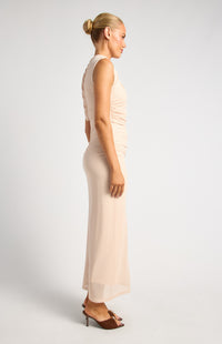 Violette Sleeveless Mesh Maxi Dress - Oat