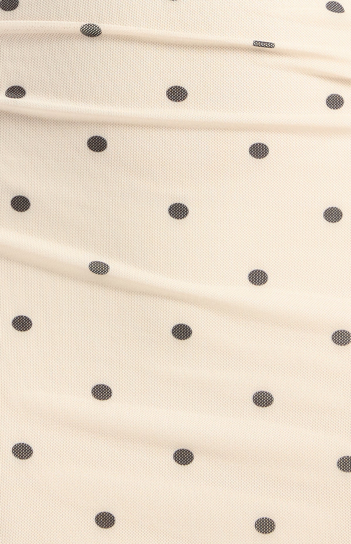 Mirabelle Pokadot Mesh Midi Dress - Cream Black