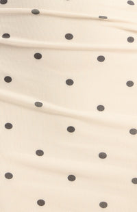 Mirabelle Pokadot Mesh Midi Dress - Cream Black