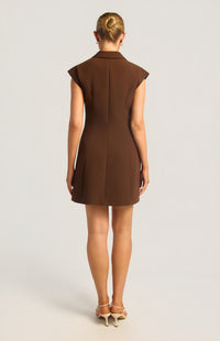 Paolina Cap Sleeve Dress - Espresso