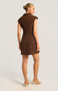 Paolina Cap Sleeve Dress - Espresso
