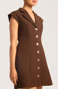 Paolina Cap Sleeve Dress - Espresso