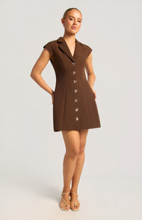 Paolina Cap Sleeve Dress - Espresso