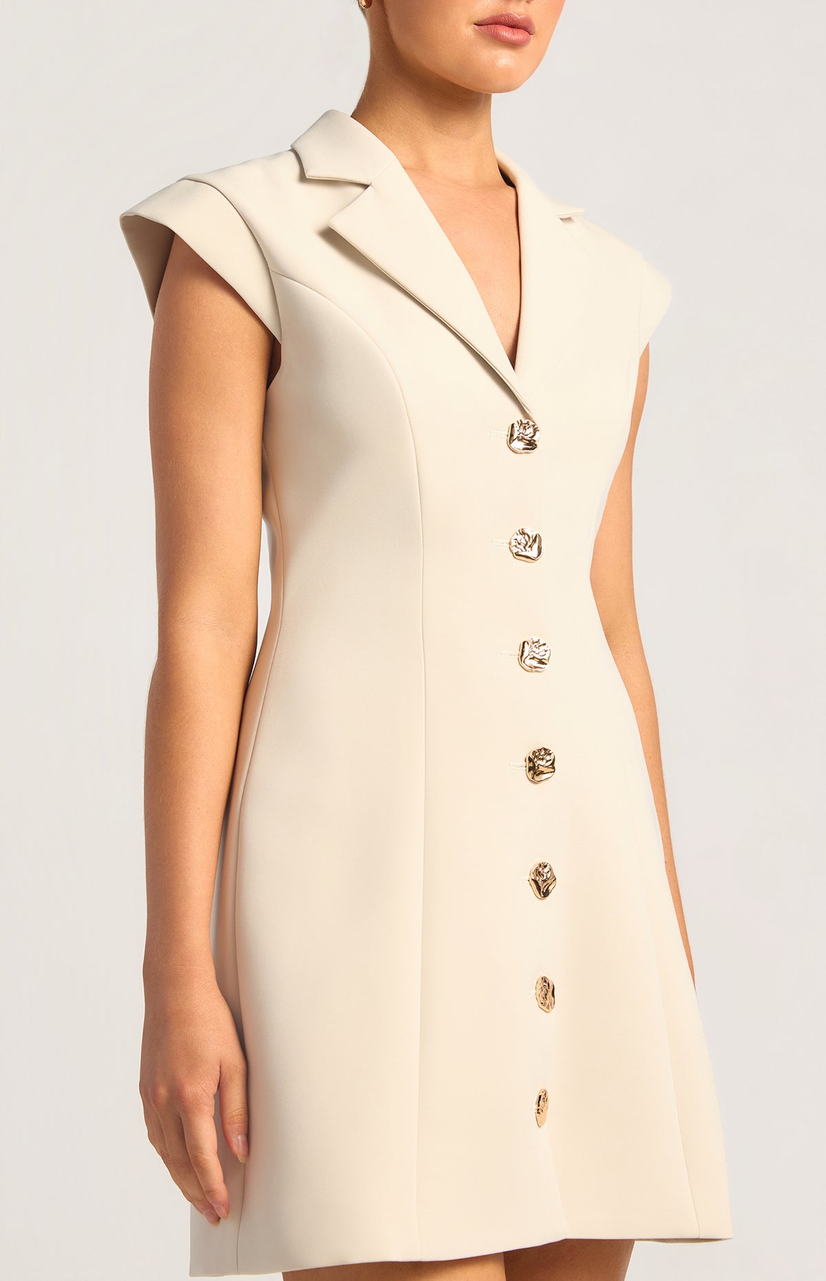 Paolina Cap Sleeve Dress - Oyster