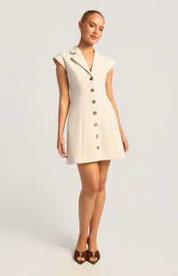 Paolina Cap Sleeve Dress - Oyster