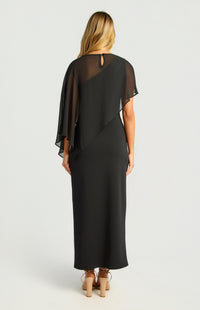 Kasi Chiffon One-Shoulder Dress - Black