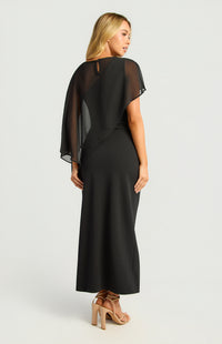 Kasi Chiffon One-Shoulder Dress - Black