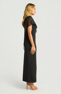 Kasi Chiffon One-Shoulder Dress - Black