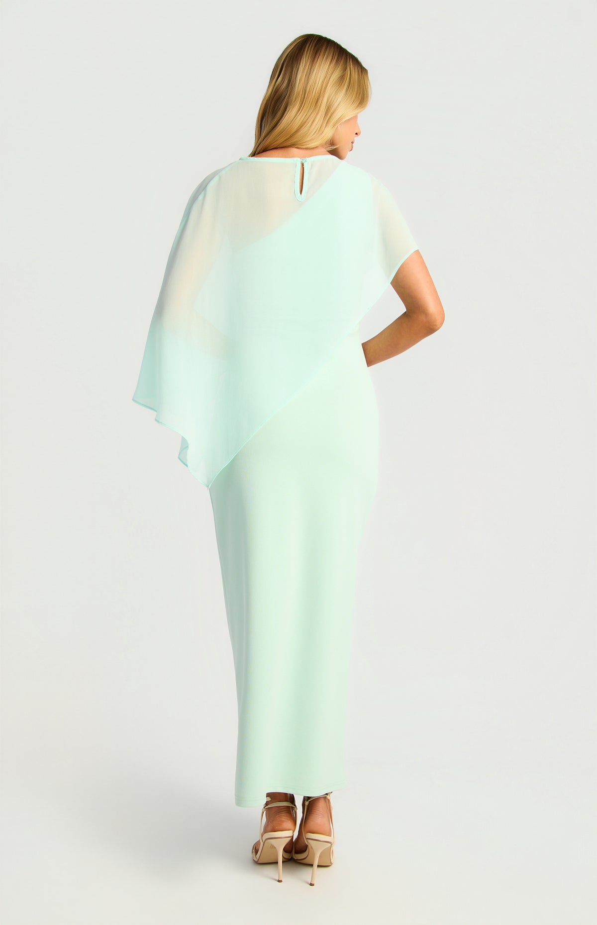 Kasi Chiffon One-Shoulder Dress - Icy Blue