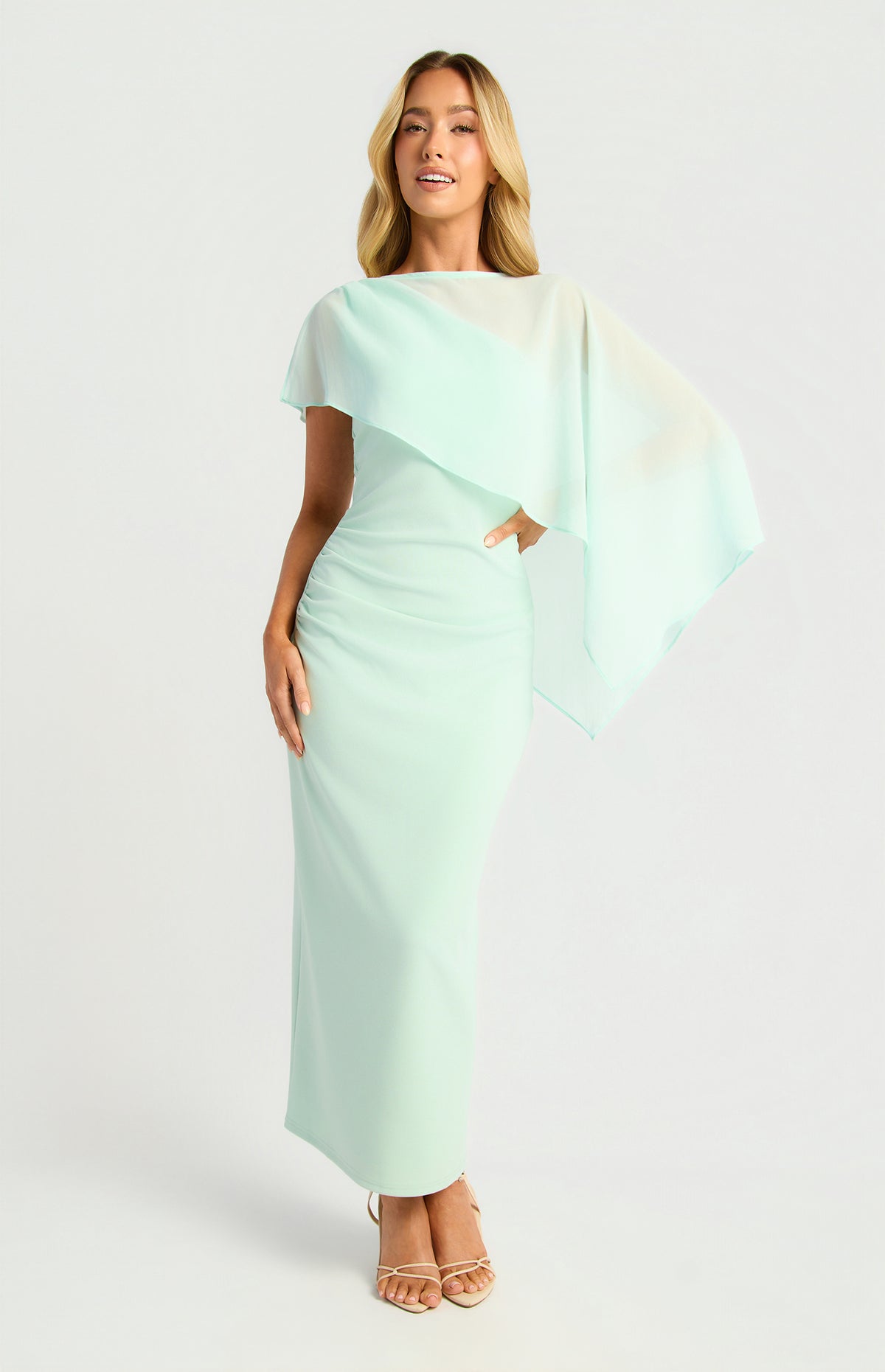 Kasi Chiffon One-Shoulder Dress - Icy Blue