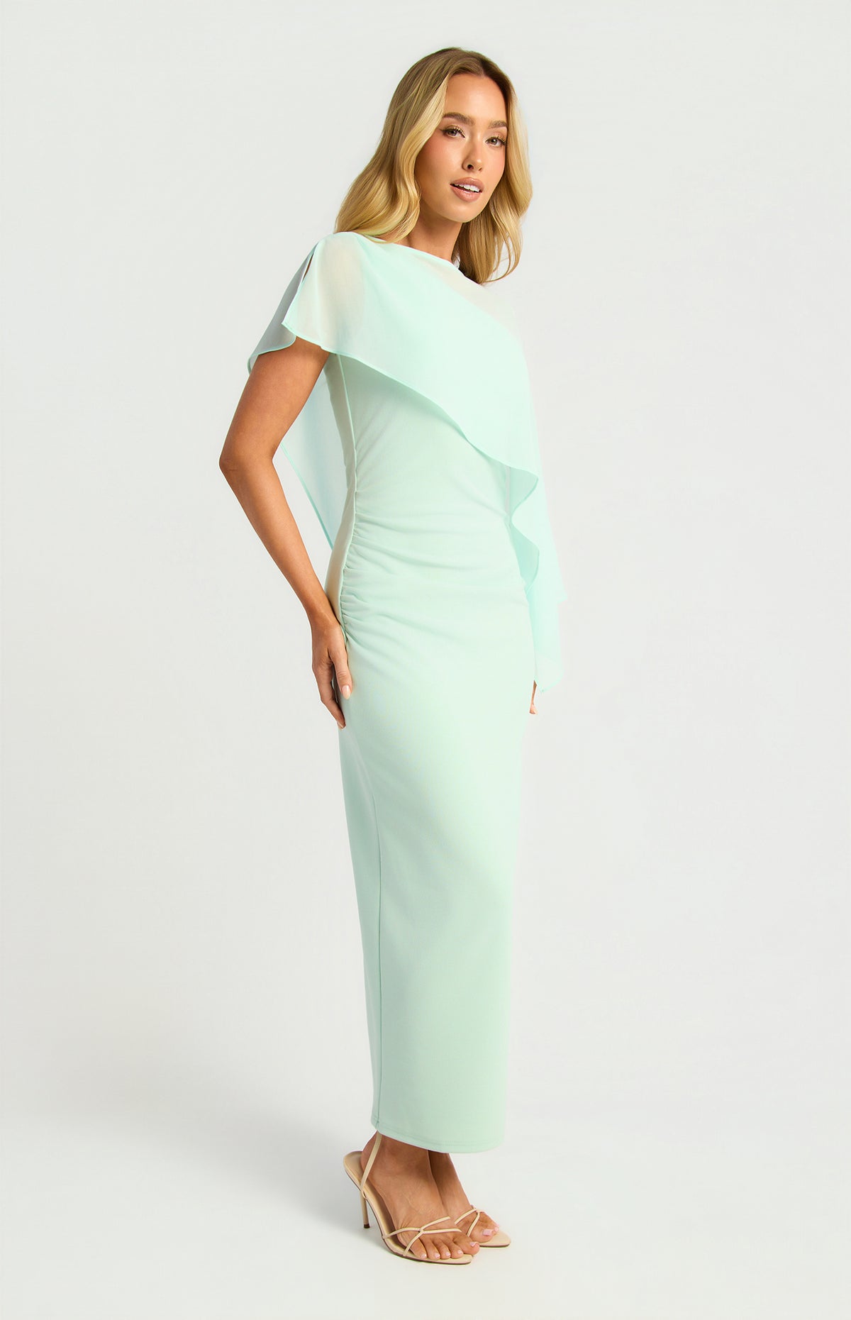 Kasi Chiffon One-Shoulder Dress - Icy Blue