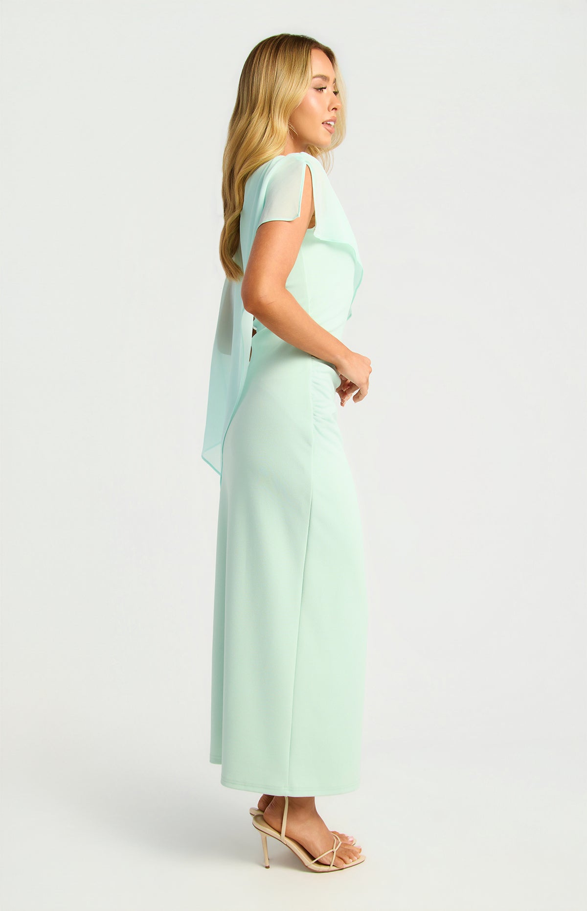 Kasi Chiffon One-Shoulder Dress - Icy Blue