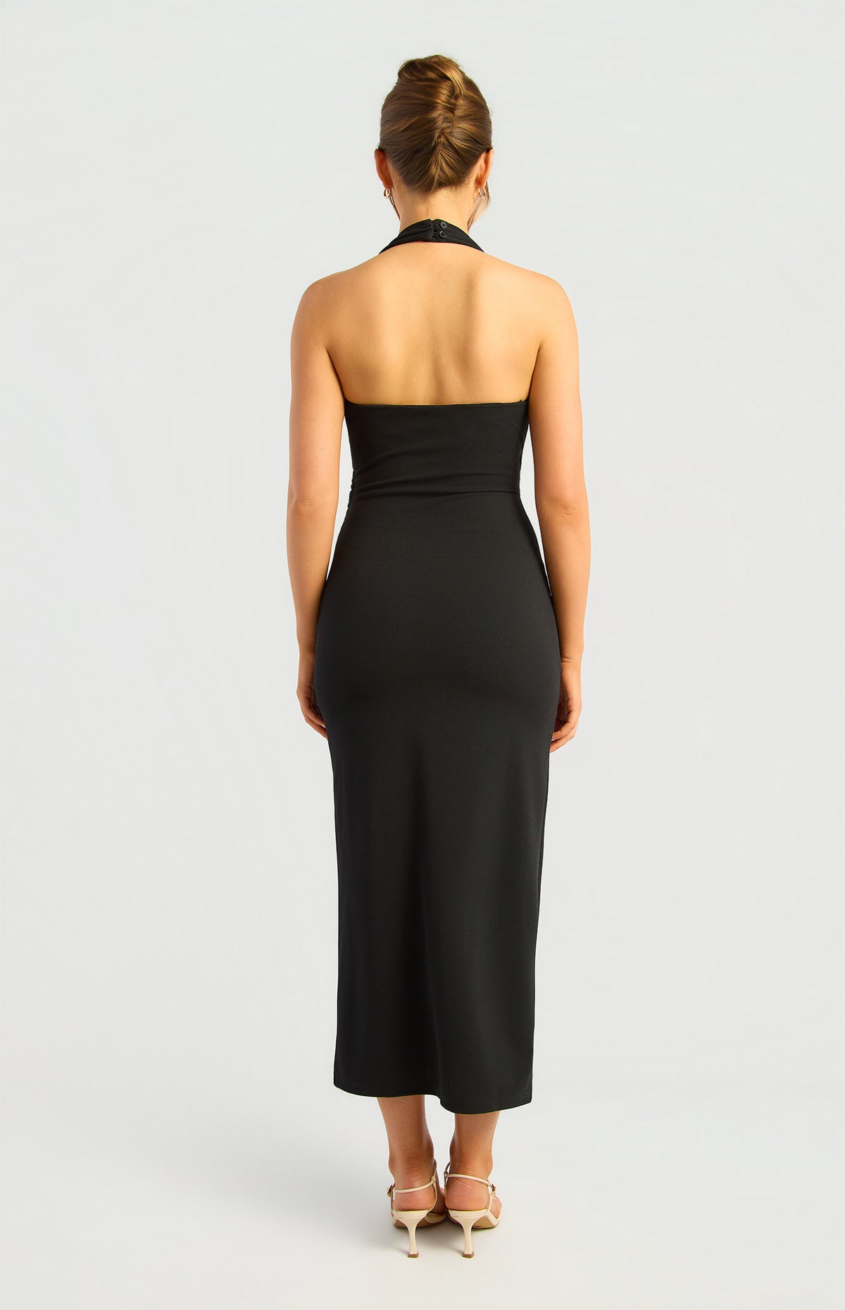 Jacey Halter Midi Dress - Black