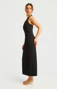 Jacey Halter Midi Dress - Black