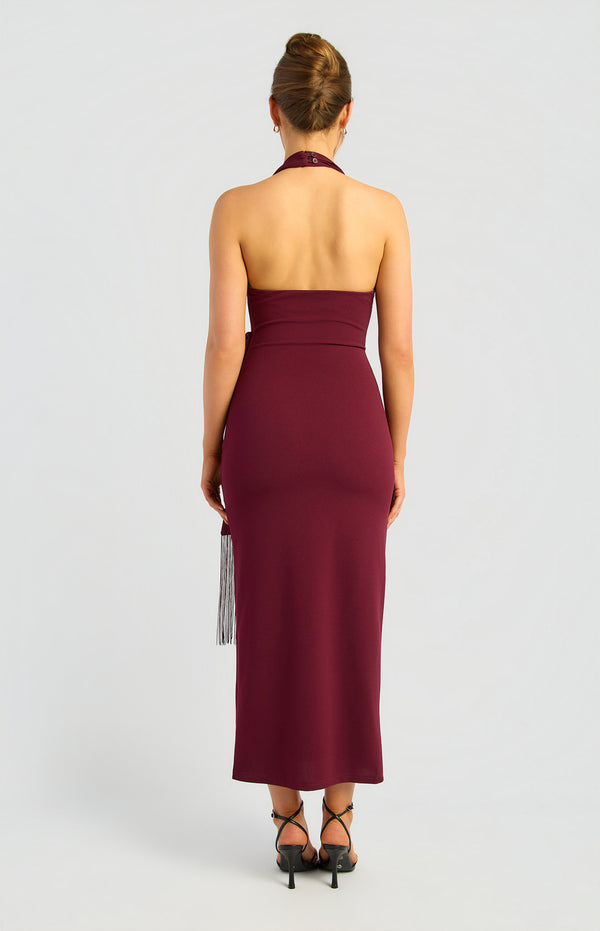 Jacey Halter Midi Dress - Cherry