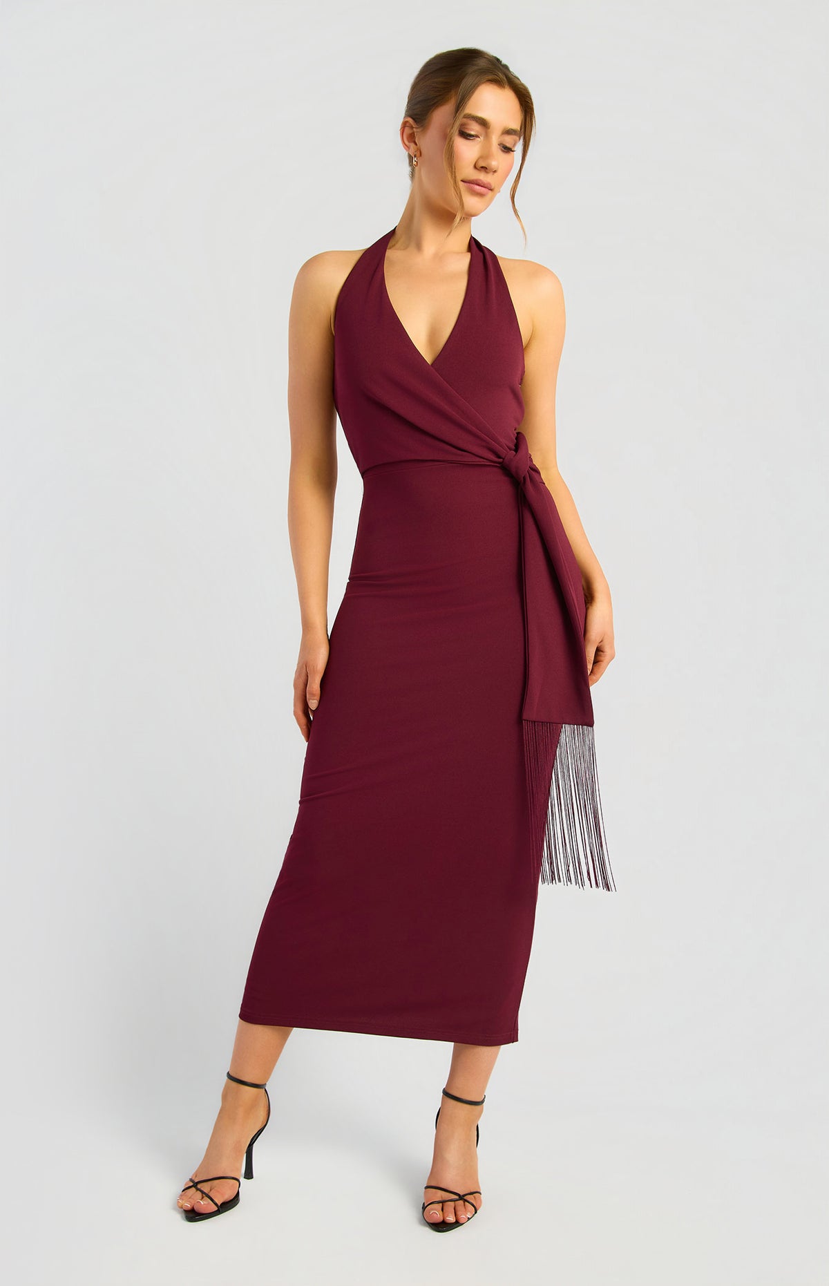 Jacey Halter Midi Dress - Cherry