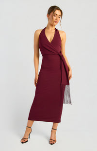 Jacey Halter Midi Dress - Cherry