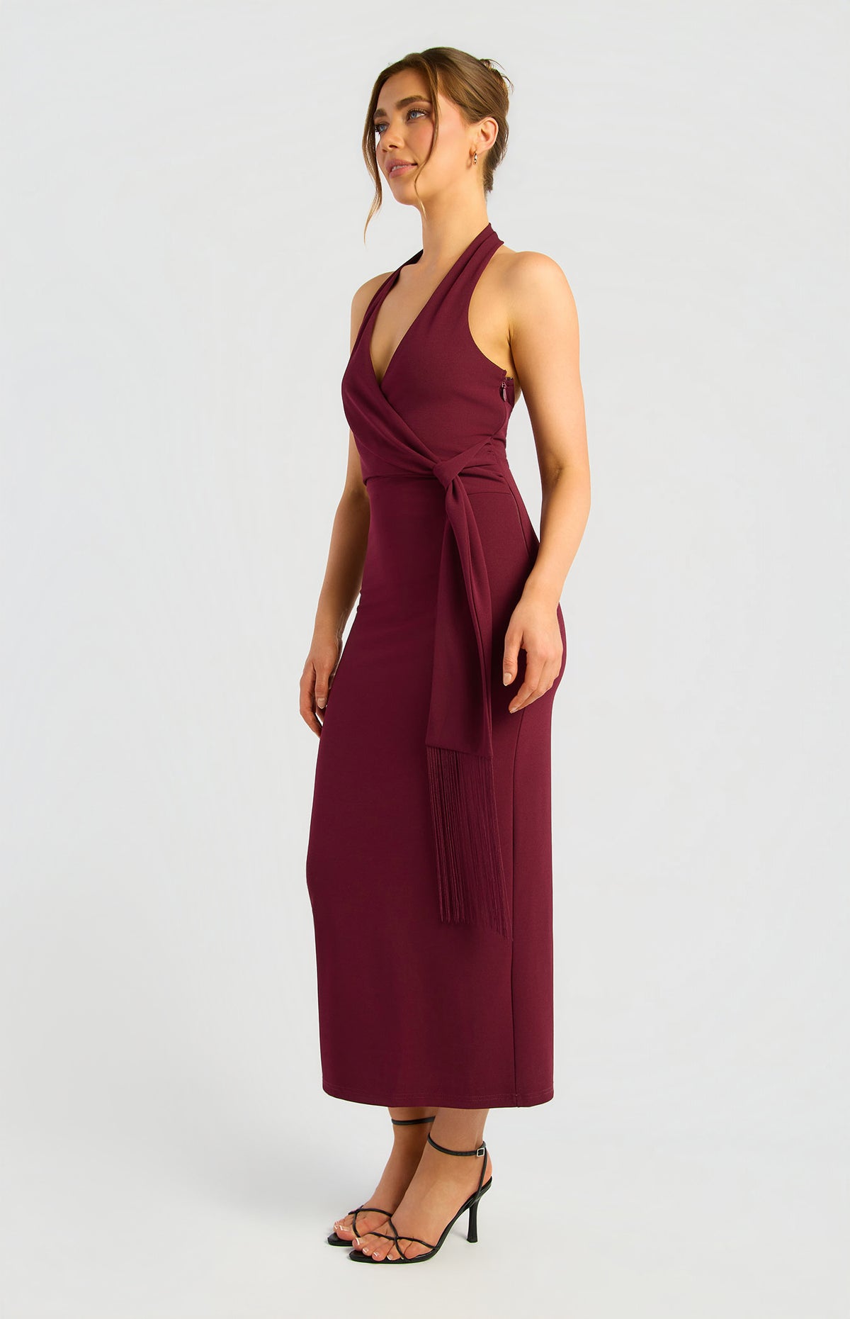 Jacey Halter Midi Dress - Cherry
