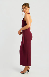 Jacey Halter Midi Dress - Cherry