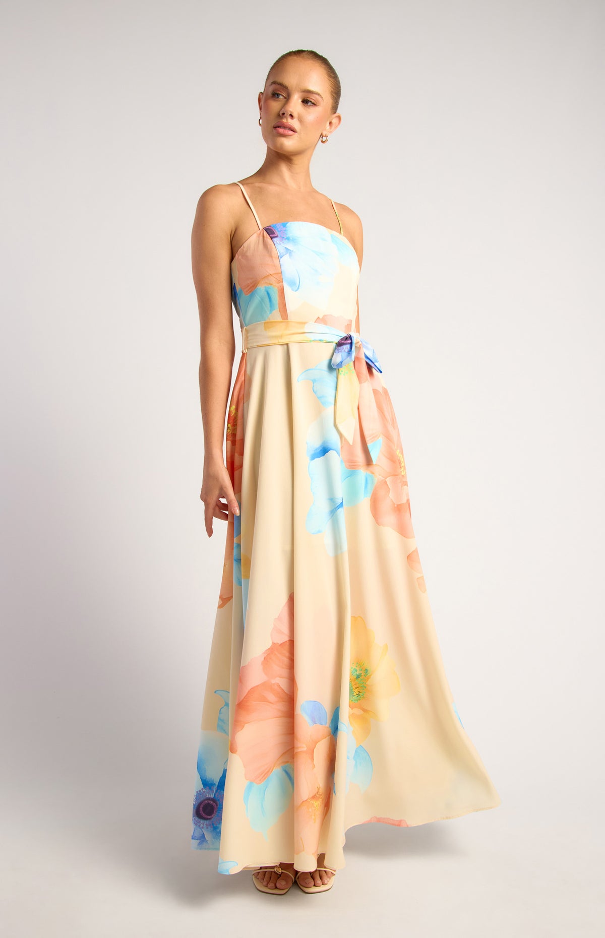 Breena Floral Strapless Maxi Dress - Blue