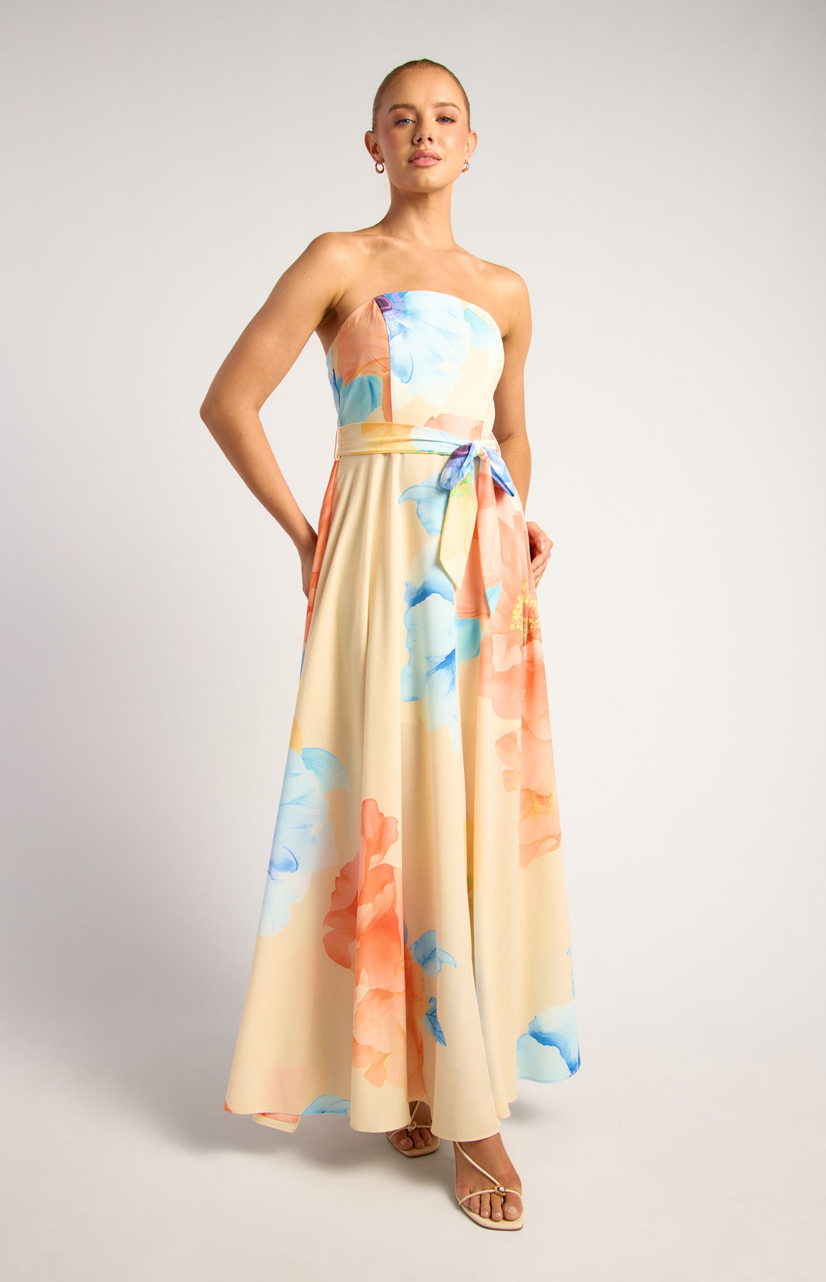 Breena Floral Strapless Maxi Dress - Blue