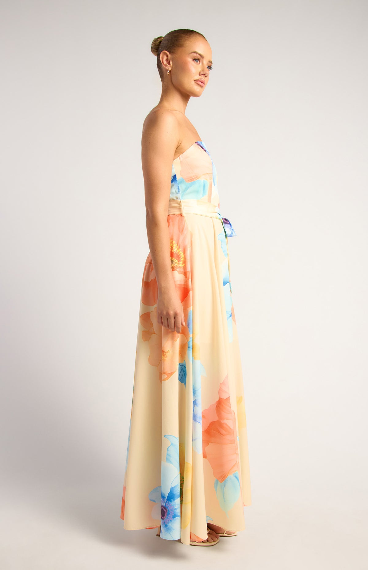 Breena Floral Strapless Maxi Dress - Blue
