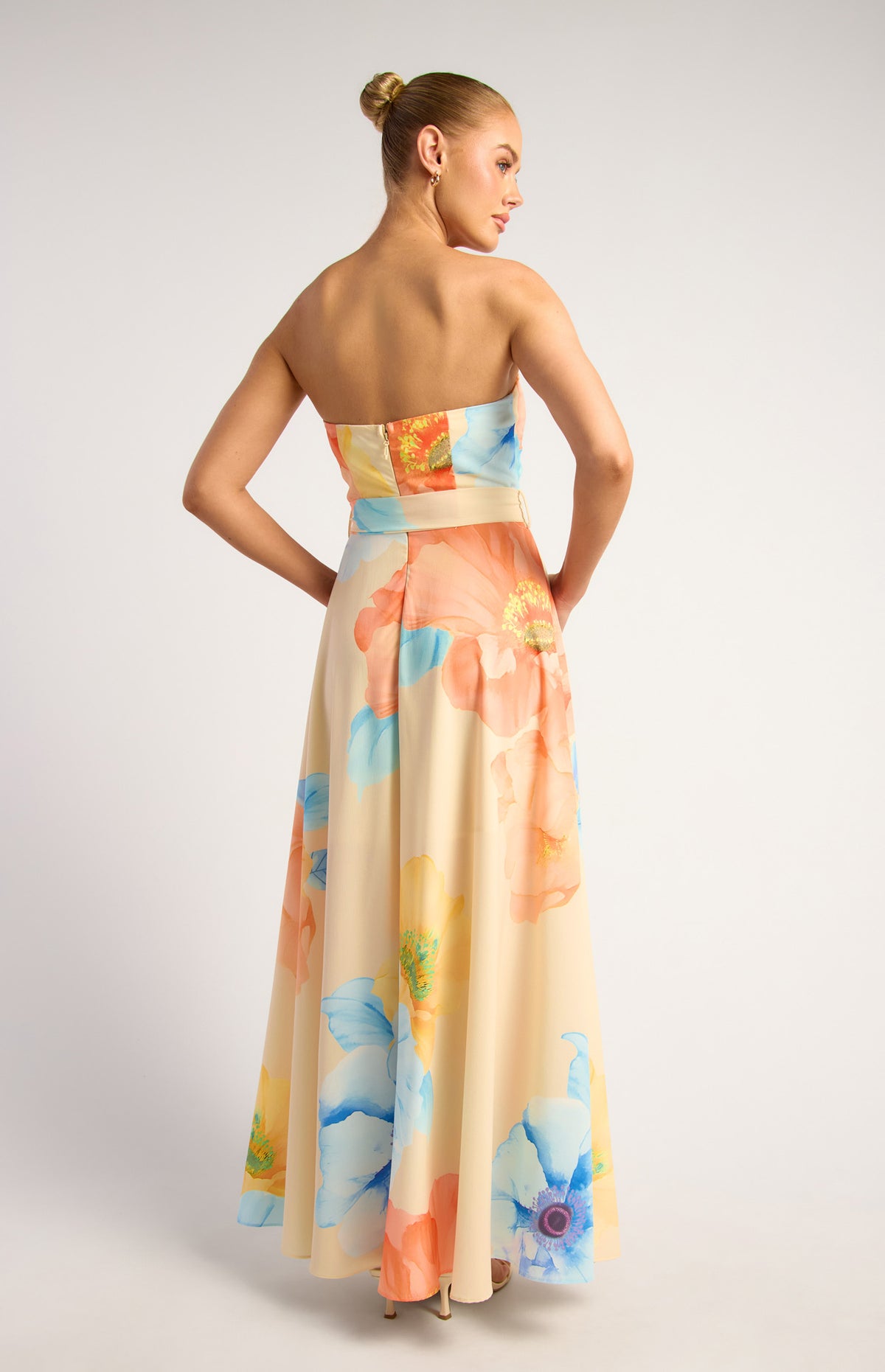 Breena Floral Strapless Maxi Dress - Blue